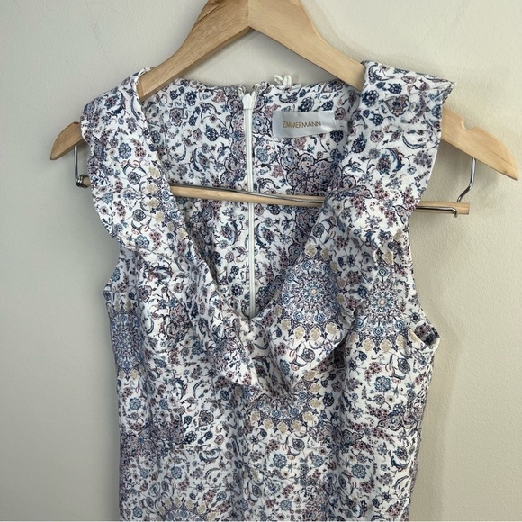 Zimmermann Linen Playsuit Floral Empire‎ Flute - Picture 6 of 16